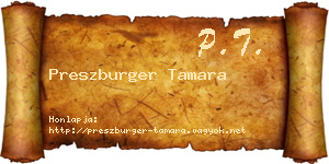 Preszburger Tamara névjegykártya